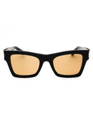Salvatore Ferragamo SF2013S sunglasses featuring a sleek black acetate frame and gold-tone metal temple accents.
