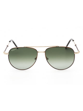 Salvatore Ferragamo SF226S black ruthenium sunglasses with brown lenses, showcasing a sleek, modern design.