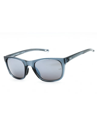 Under Armour UA 0013/G/S sunglasses featuring a sleek black frame, grey polarized lenses, and a sporty wrap-around design.