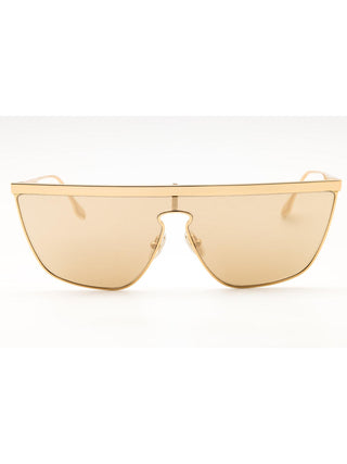 Victoria Beckham VB245S shield sunglasses featuring a sleek, oversized black frame and dark tinted lenses.