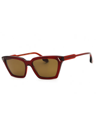 Victoria Beckham VB661S red and brown oversized square sunglasses with gold accents.