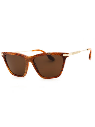 Victoria Beckham VB663S sunglasses featuring a sleek black acetate frame with signature gold-tone temple detailing.