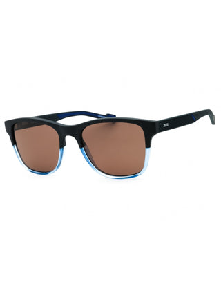 Matte blue Zeiss ZS22521SLP sunglasses with crystal blue frames and brown polarized lenses.