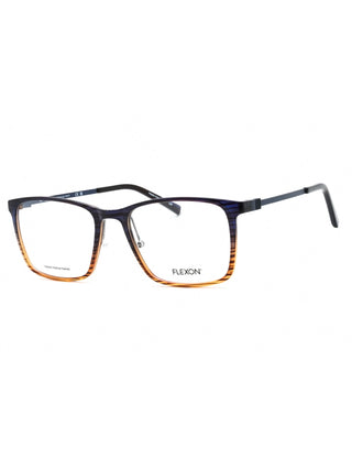 Flexon EP8011 eyeglasses with navy/amber gradient frames, clear demo lenses, and a modern rectangular design.