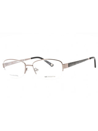 Liz Claiborne L 611 oval ruthenium eyeglasses with clear demo lenses, size 52-17-130.