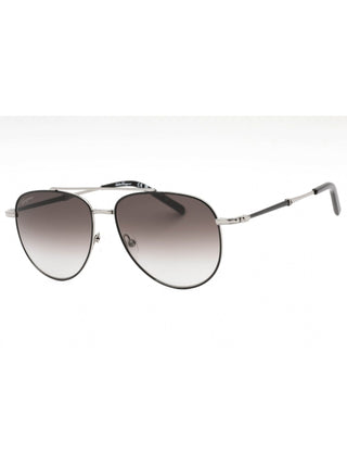 Salvatore Ferragamo SF226S sunglasses: black frames, dark ruthenium arms, and brown gradient lenses.