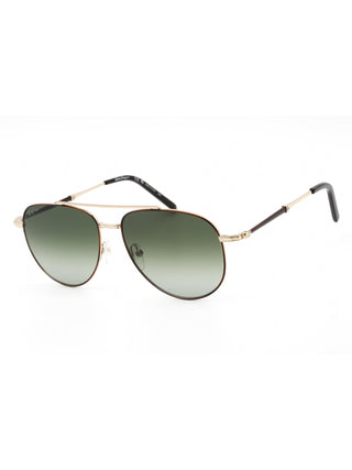 Salvatore Ferragamo SF226S sunglasses: tortoise frame, gold accents, green gradient lenses.