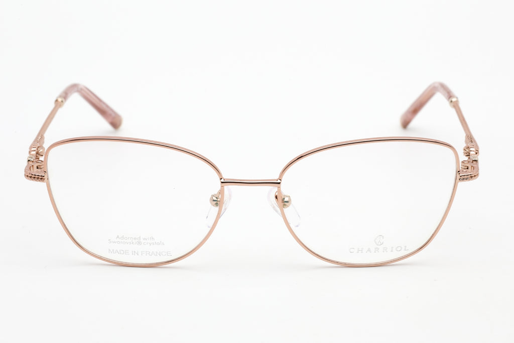 Charriol PC71034 Eyeglasses Shiny Pink Gold/Burgundy / Clear Lens Women's