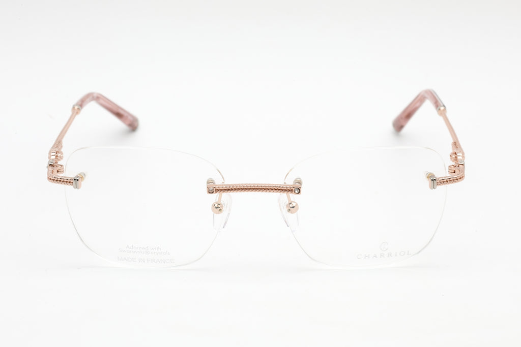 Charriol PC71036 Eyeglasses Shiny Pink Gold/Burgundy / Clear Lens Women's