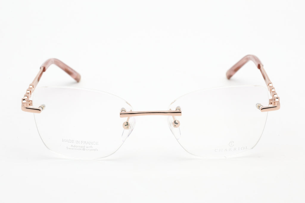 Charriol PC71039 Eyeglasses Shiny Pink Gold/Burgundy / Clear Lens Women's