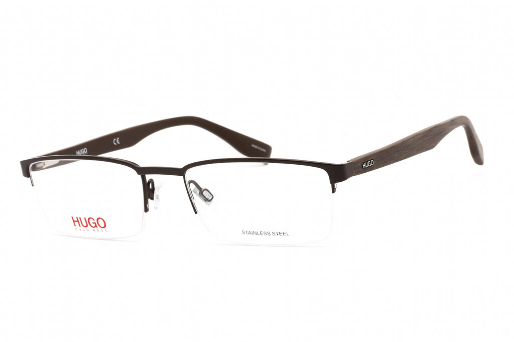 HUGO HG 0324 Eyeglasses BROWN WOOD/Clear demo lens Men's