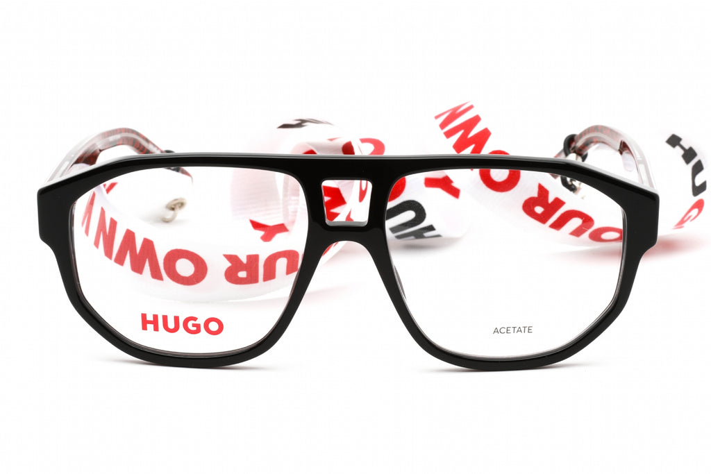 HUGO HG 1221 Eyeglasses Black Red / Clear Lens Men's