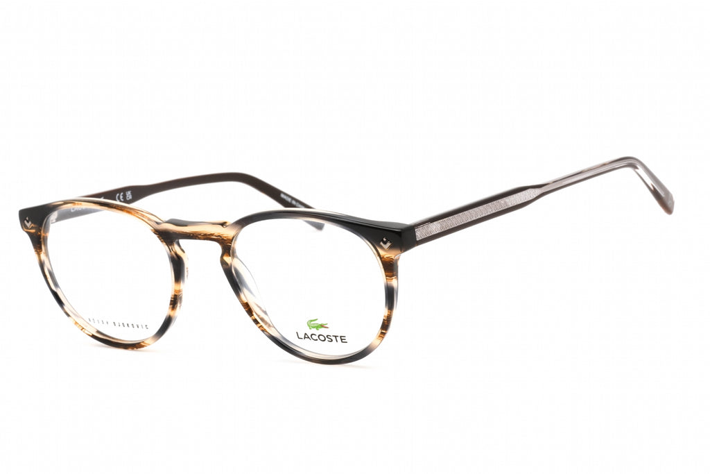 Lacoste L2601ND Eyeglasses STRIPED BROWN/Clear demo lens Men's