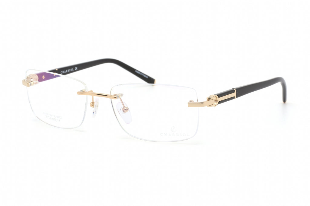 Philippe Charriol PC75076 Eyeglasses Shiny Gold/Black / Clear Lens Men's