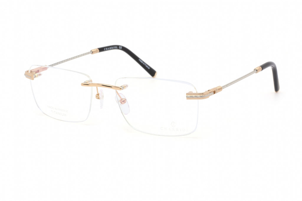 Philippe Charriol PC75078 Eyeglasses Shiny Gold Silver/Black / Clear Lens Men's