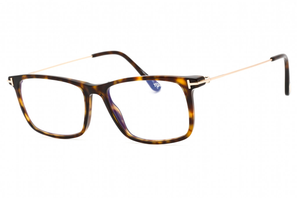 Tom Ford FT5758-B Eyeglasses Dark havana/Clear/blue-light block lens Men's
