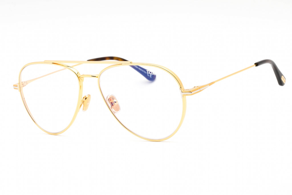 Tom Ford FT5800-B Eyeglasses shiny deep gold/Clear/Blue-light block lens Unisex