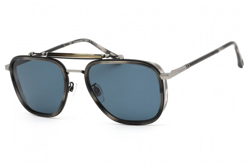 Chopard SCHF25 Sunglasses SHINY STRIPED GREY HAVANA / Blue Grey Men's