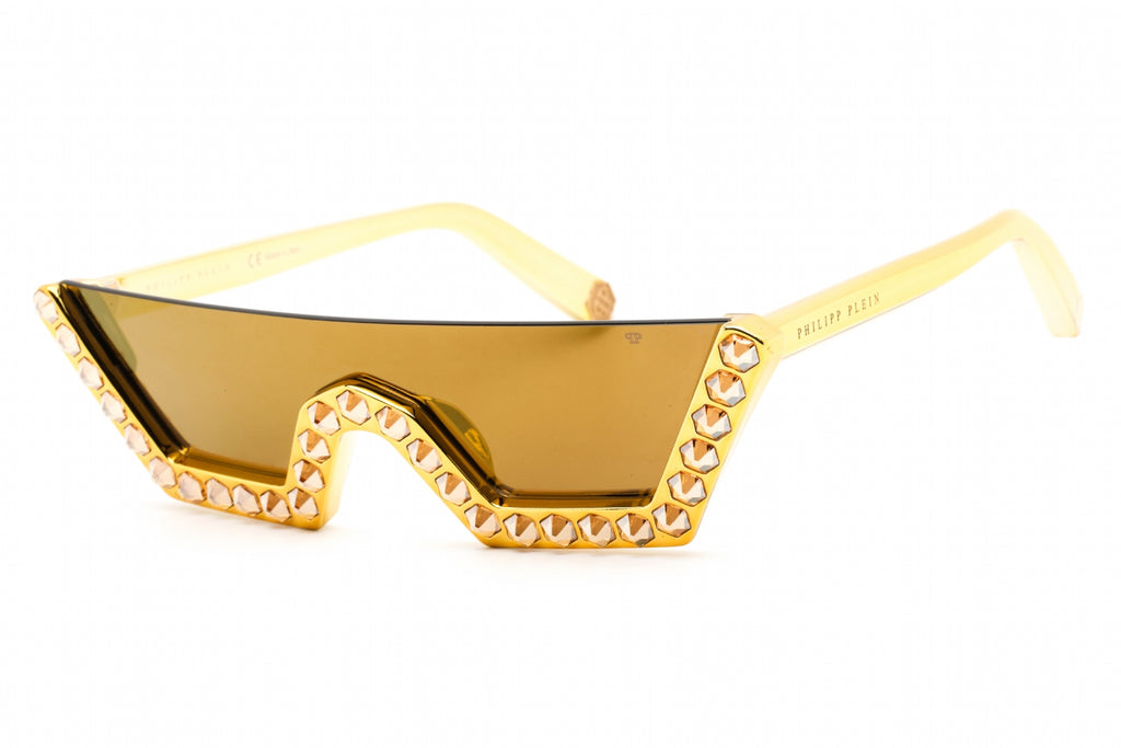 Philipp Plein SPP031S Sunglasses Shiny Gold / Brown Mirror Bronze Women's