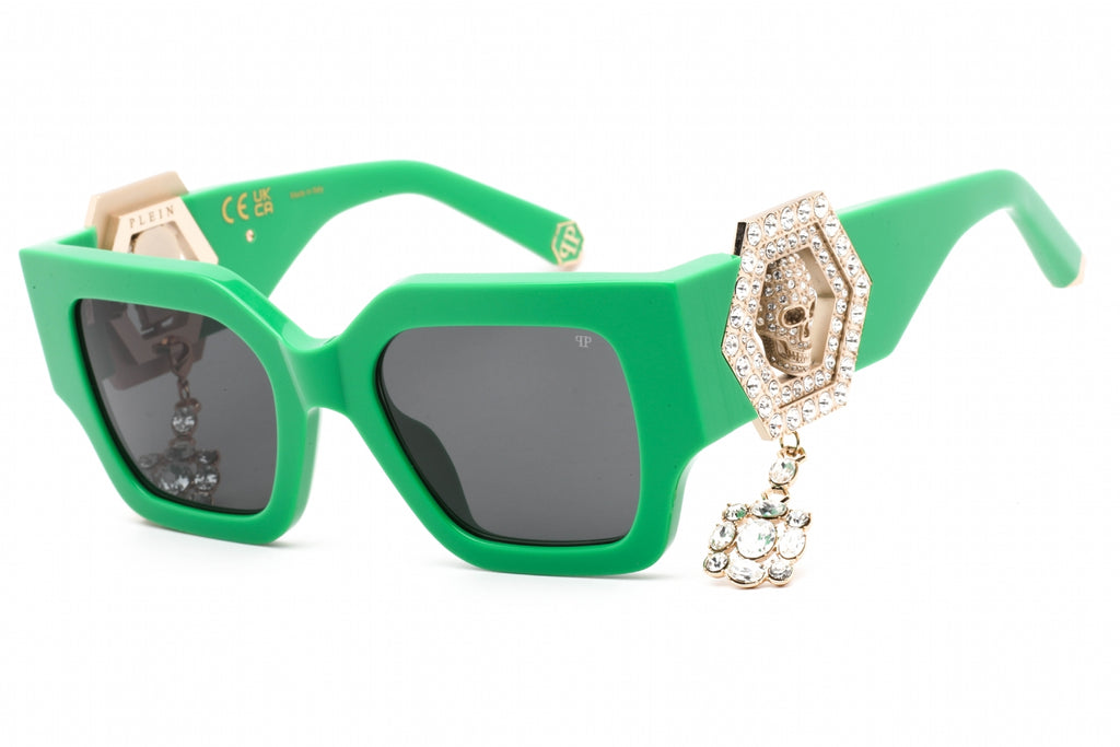 Philipp Plein SPP103S Sunglasses Shiny Green / Smoke Women's