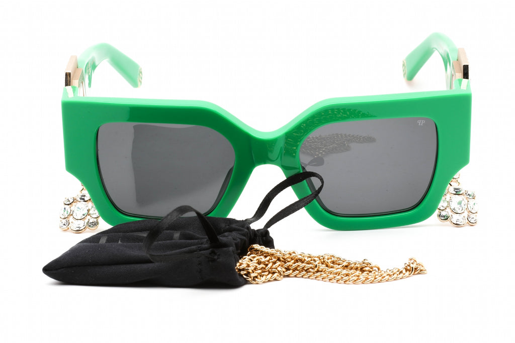 Philipp Plein SPP103S Sunglasses Shiny Green / Smoke Women's