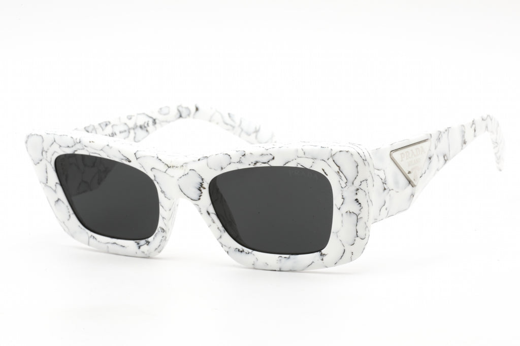 Prada 0PR 13ZS Sunglasses Matte White Marble / Dark Grey Women's