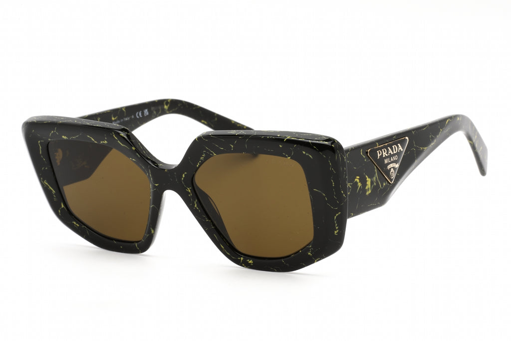 Prada 0PR 14ZS Sunglasses Black Yellow Marble  / Dark Brown Women's