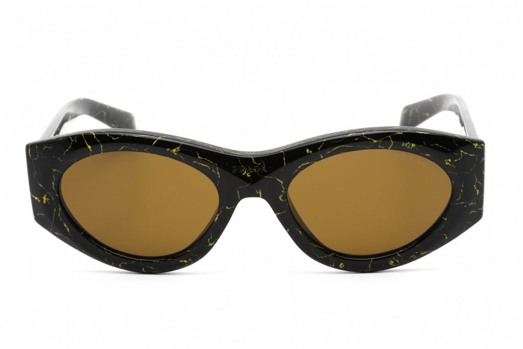 Prada 0PR 20ZS Sunglasses Black Yellow Marble /  Dark Brown Women's