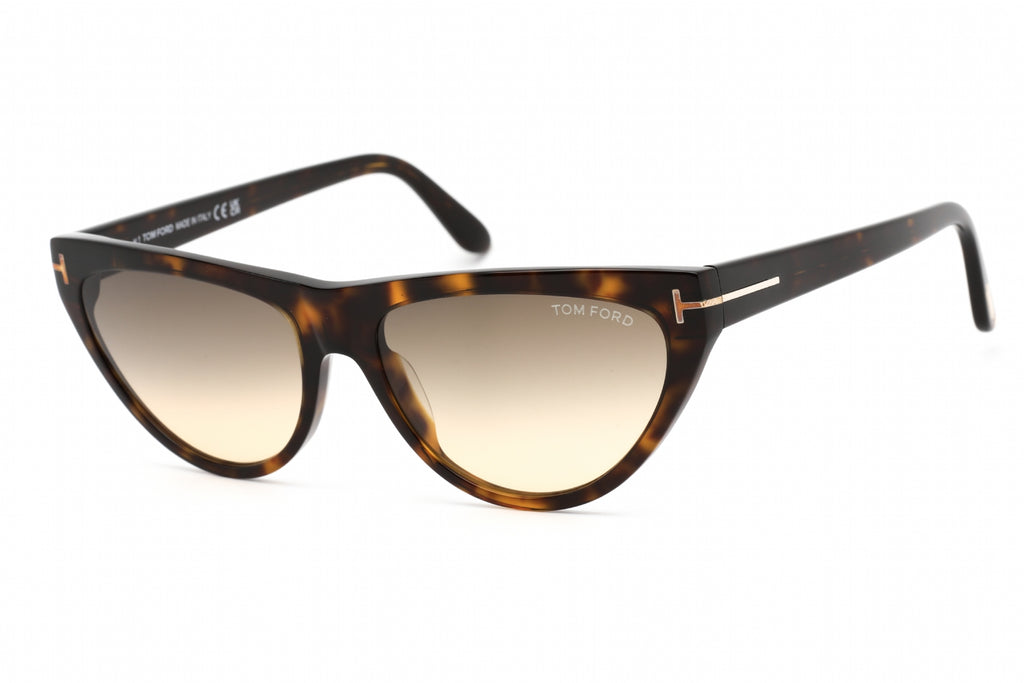 Tom Ford FT0990 Sunglasses Shiny Dark Havana / Brown Gradient Women's