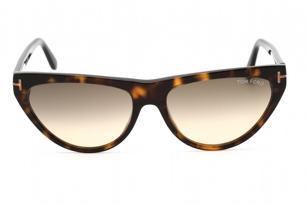 Tom Ford FT0990 Sunglasses Shiny Dark Havana / Brown Gradient Women's