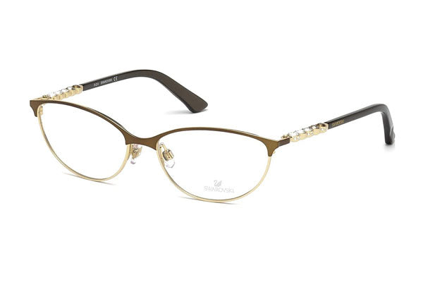 SWAROVSKI SK5139 Eyeglasses Shiny Dark Bronze / Clear Lens Women's