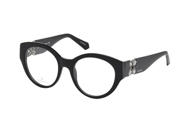 SWAROVSKI SK5227 Eyeglasses Shiny Black / Clear Lens Women's