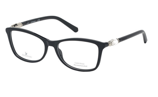 Swarovski SK5336 Eyeglasses Shiny Black / Clear demo lens Women's