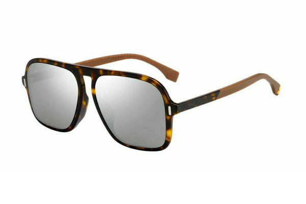 Fendi FF M0066/F/S Sunglasses Dark Havana / Silver Mirror Men's