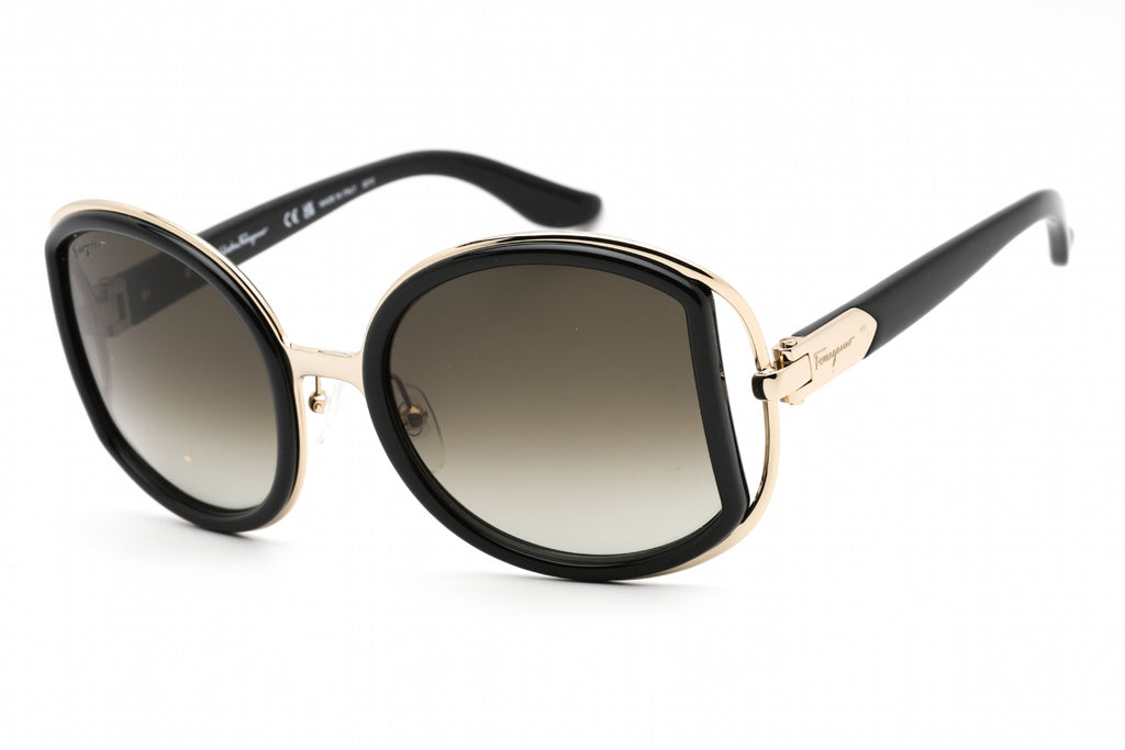 Salvatore Ferragamo SF719S Sunglasses Black/Gold  / Brown Gradient Women's
