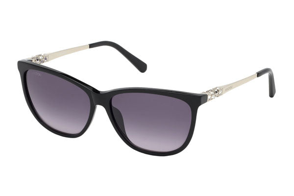 Swarovski SK0225 Sunglasses Shiny Black / Gradient Smoke Women's