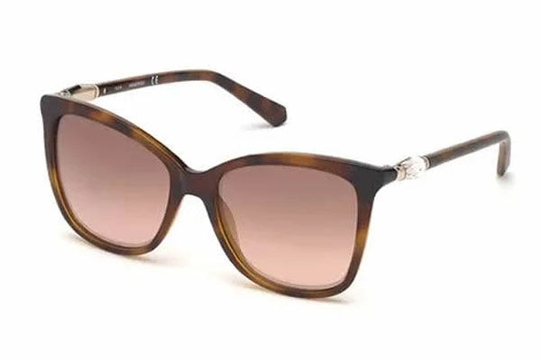 Swarovski SK0227 Sunglasses Dark Havana / Brown Mirror Women's