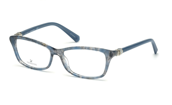 Swarovski SK5243 Eyeglasses Shiny Blue / Clear demo lens Women's