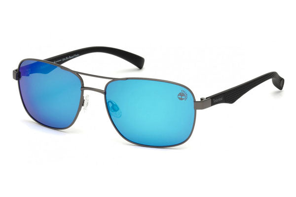 Timberland TB9136 Sunglasses Matte Gunmetal/Black / Blue Mirror Men's