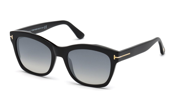 Tom Ford FT0614-F Sunglasses shiny black / smoke mirror Women's
