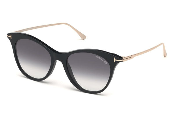 Tom Ford FT0662 Sunglasses Shiny Black/Palladium / Gradient Smoke Silver Women's