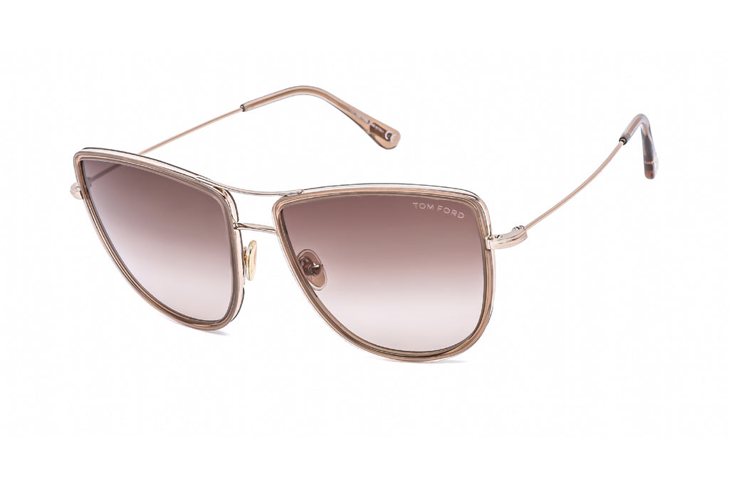 Tom Ford FT0759 Sunglasses Shiny Rose Gold / Gradient Brown Women's