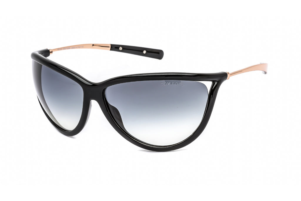 Tom Ford FT0770 Sunglasses Shiny Black / Gradient Smoke Women's